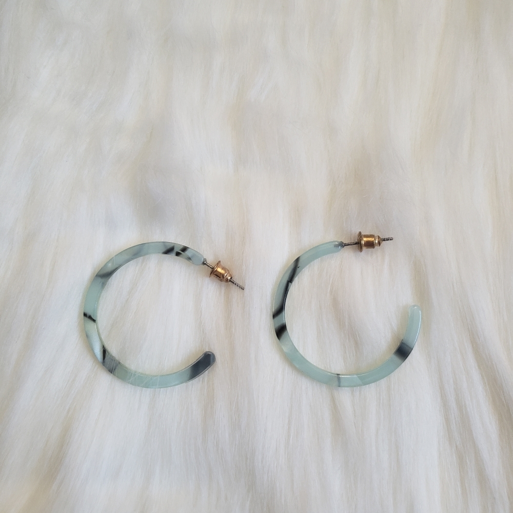 Mint Green Resin Hoop Earring NWOT